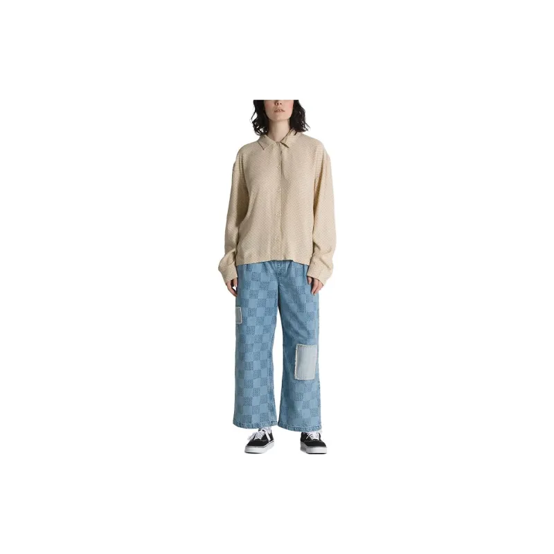 Vans Morgan Long Sleeve Relaxed Top Shirt Women's Beige-2