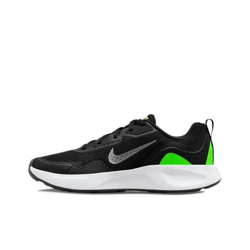Nike Wearallday Low Top Kids' Running Shoes Black White Green Teenagers-0