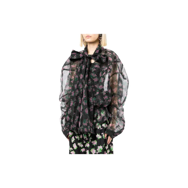 NATASHA ZINKO Pixel Flower Deconstructed Sheer Shirt-1
