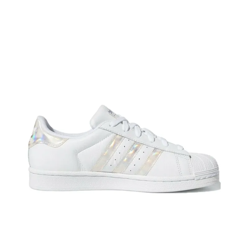 Adidas Originals Superstar Series Glitter Mesh J Breathable Low Top Kids' Skateboarding Shoes White Sequins Teenagers-1
