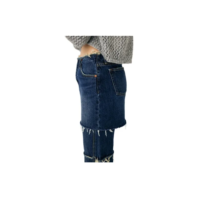 MOUSSY Denim Short Skirts Women's Dark Blue-2