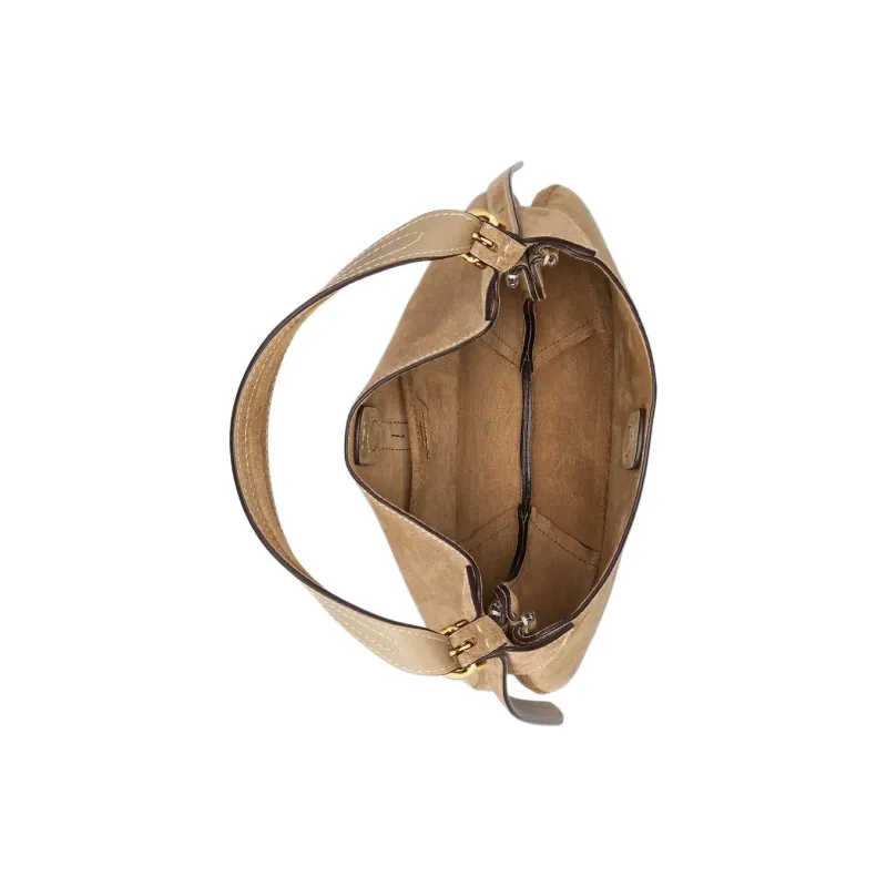 Polo Ralph Lauren Polo ID Cow Leather Handbag Shoulder Bag Small Size Women's Light Brown-4