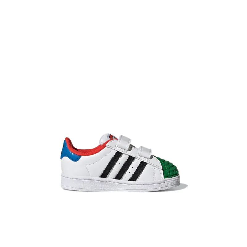 LEGO x Adidas Originals Abrasion Resistant Low Top Baby & Toddler Shoes White Green Blue Infant And Toddler-1