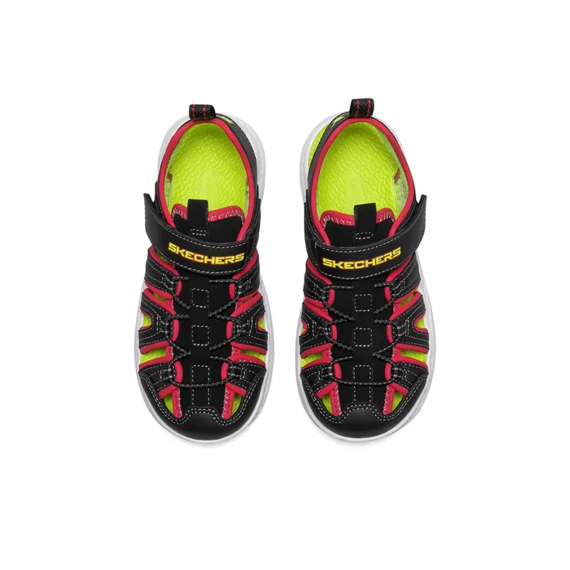 Skechers Slip Resistant, Abrasion Resistant, Breathable Children's Sandals Black Red Teenagers-3