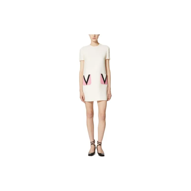 Valentino Short-Sleeved Dresses Women's Light Ivory White-1