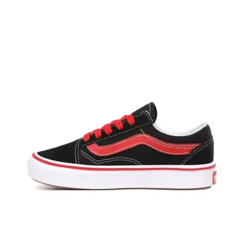 Vans Old Skool Slip-Resistant Low-Top Kids' Skateboarding Shoes Black Red Teenagers