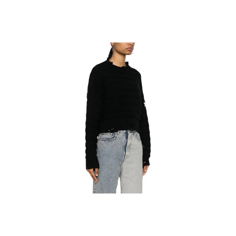 MM6 Maison Margiela Distressed Chunky-knit Jumper-3