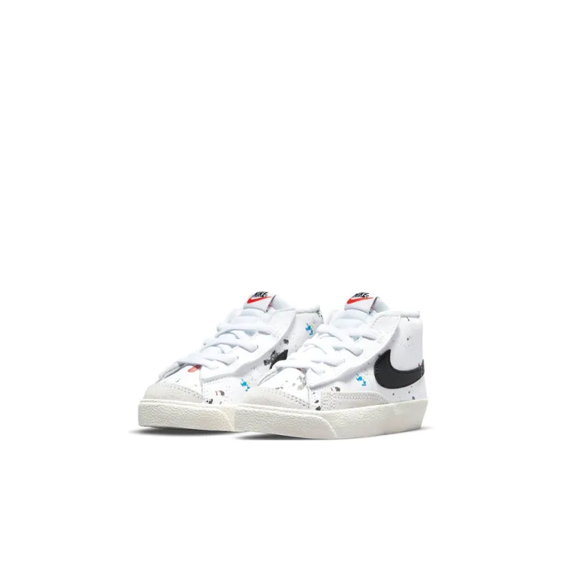 Nike Blazer 77 BB Slip-Resistant Cushioning Wear-Resistant Mid-Top Skateboard Shoes White Black Infant And Toddler-2