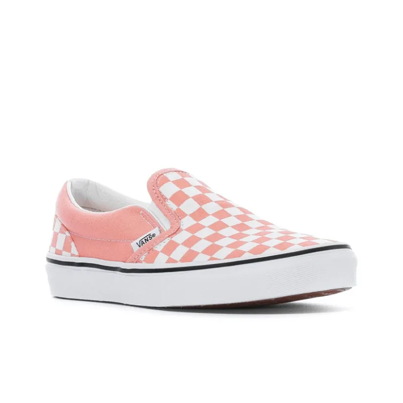 Vans Slip-on Low-Top Kids' Skateboarding Shoes Pink White Checkerboard Teenagers-2