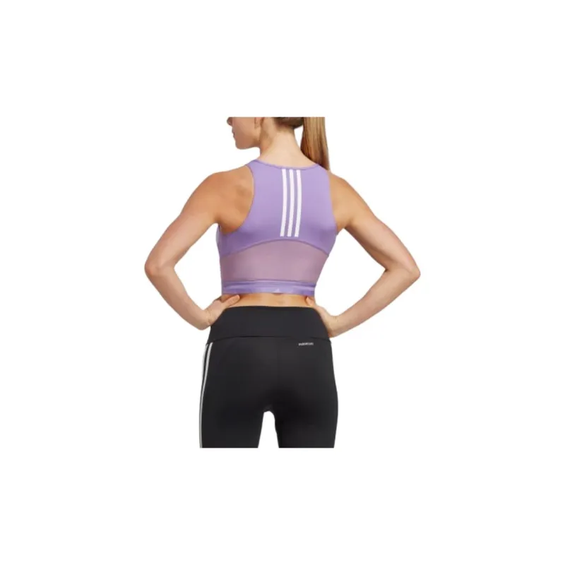 Adidas AEROREADY HYPERGLAM CROP TANK TOP Workout Clothing Women's Purple/White-1