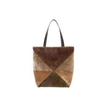 LOEWE Shearling Tote Bag, Shopping Bag, Handbag Large Size Women's Multicolor