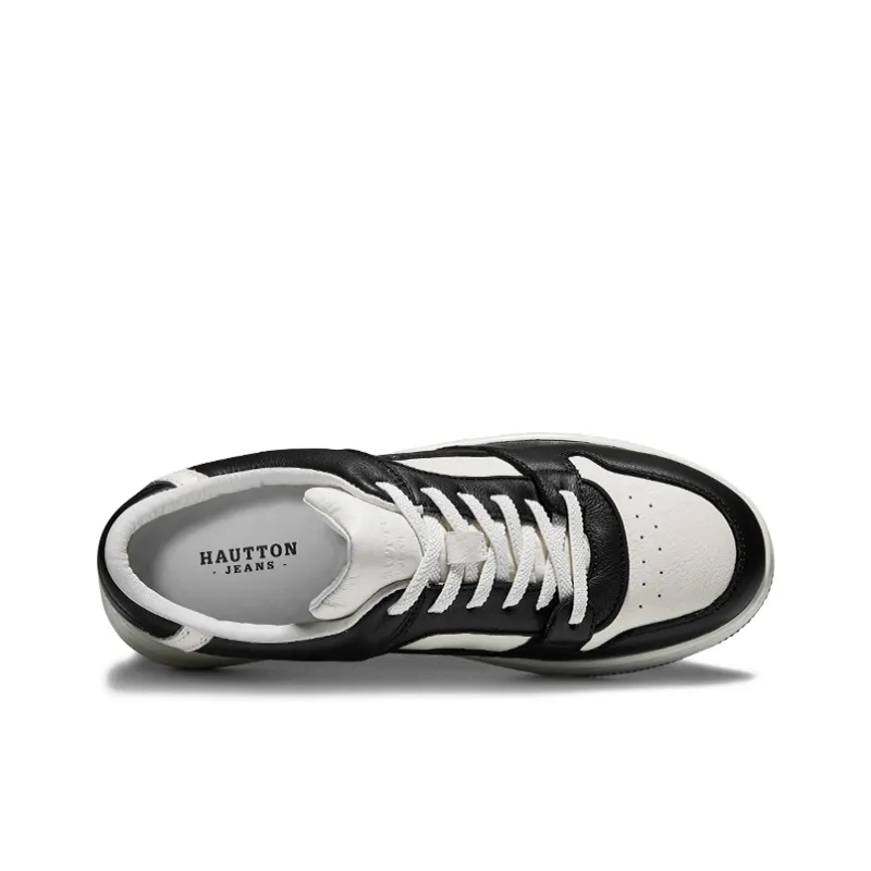 Hautton Jeans Low Top Skateboard Shoes Men's Black White-4
