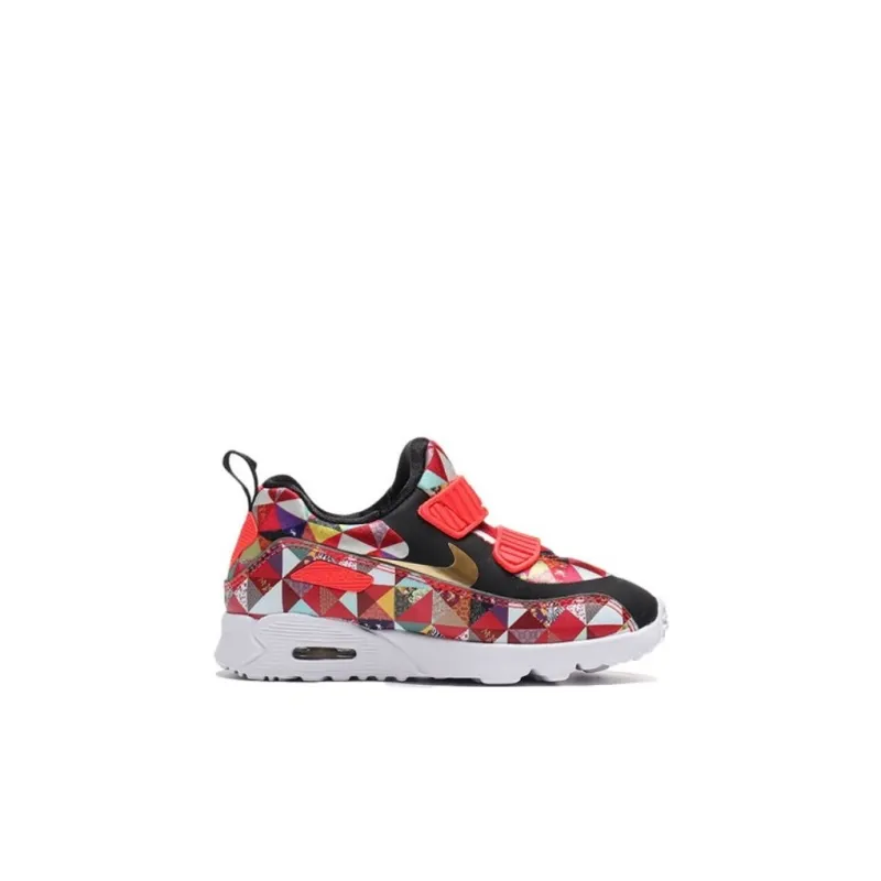 Nike Air Max Tiny 90 CNY Slip Resistant Shock Absorbers Low Top Running Shoes Red Black Infant And Toddler-1