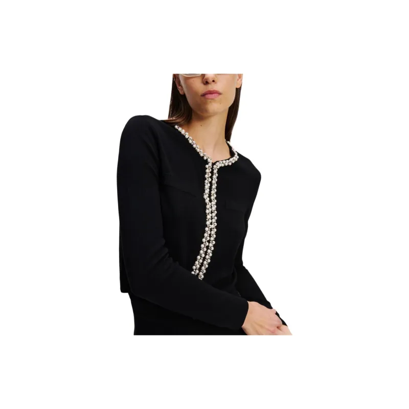 KARL LAGERFELD / Karl Lagerfeld Jeans Essential Pearl embellished Cardigan-5