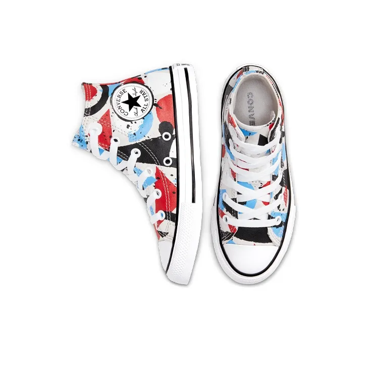 Converse Chuck Taylor All Star Slip Resistant High Top Kids Canvas Shoes Red Blue Graffiti Teenagers-3