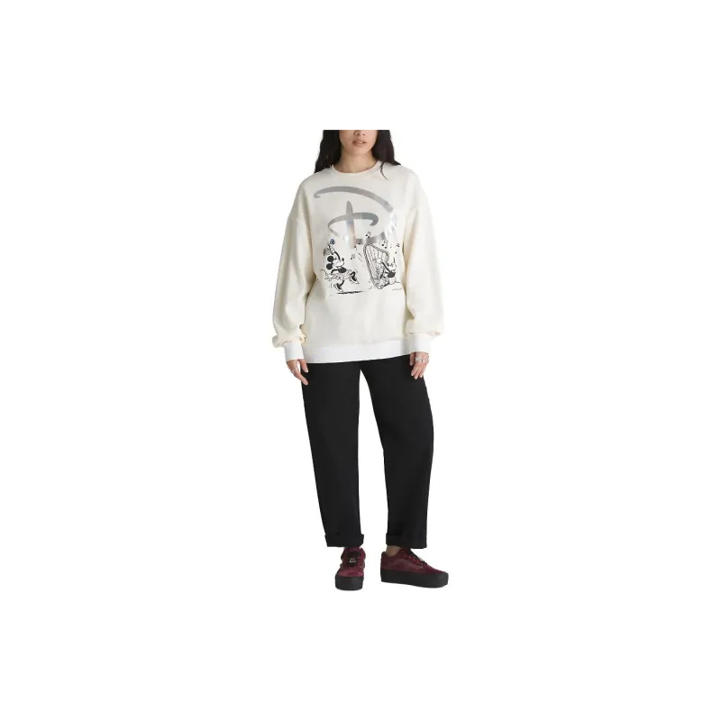 Vans x Disney Swan Song Oversized Long Sleeve Crew Sweatshirt Women's White-1