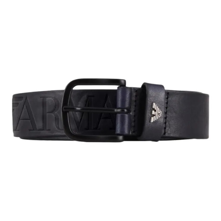EMPORIO ARMANI Cow Leather Leather Belts Men's Blue 3.5cm-0
