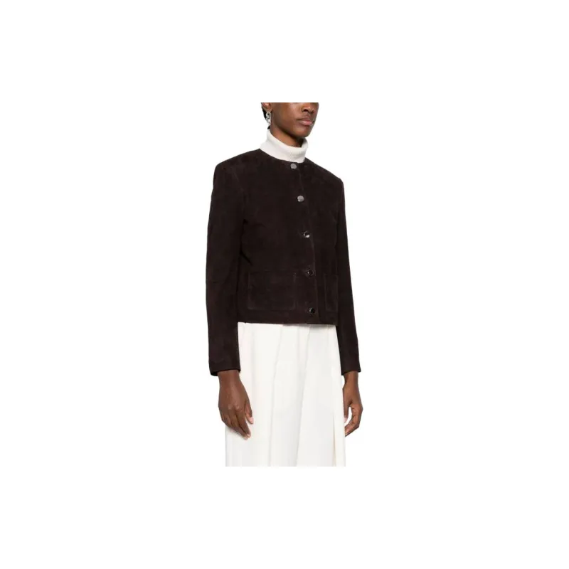 THEORY Leather Jackets Women's Dark Brown-3