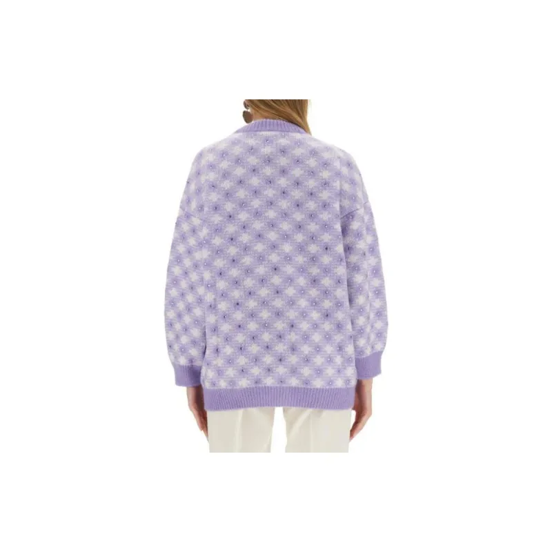 Alessandra Rich Checked V Neck Cardigan-2