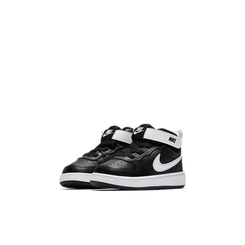 Nike Court Borough Mid 2 Support High Top Skateboard Shoes Black White Infant And Toddler-2