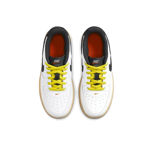 Nike Air Force 1 Abrasion Resistant Low Top Skateboard Shoes White Black Children Aged 3 7 Years Old-3