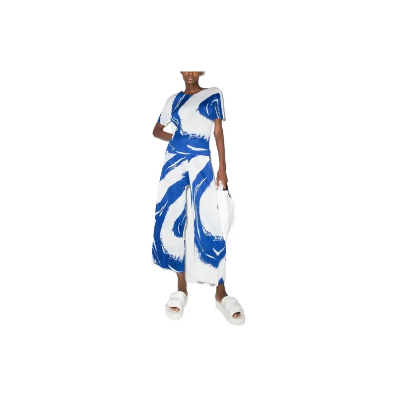 PLEATS PLEASE ISSEY MIYAKE FW22 Knitted Sweatpants Women's Blue-1