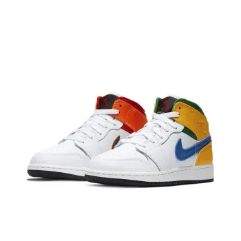 Jordan 1 Mid GS White Court Purple Teal