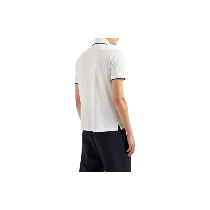 EMPORIO ARMANI Mercerised Piqué Polo Shirt With Micro Eagle Embroidery-2