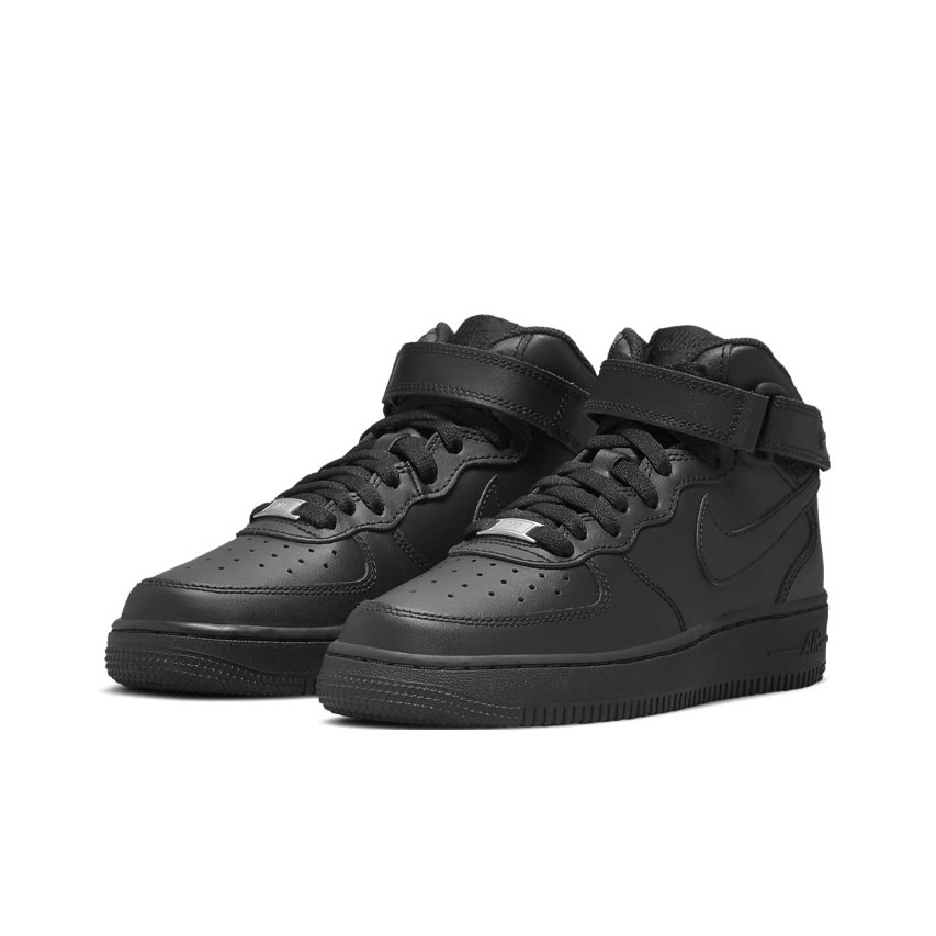 Nike Kids Air Force 1 Mid Triple Black Sneakers POIZON