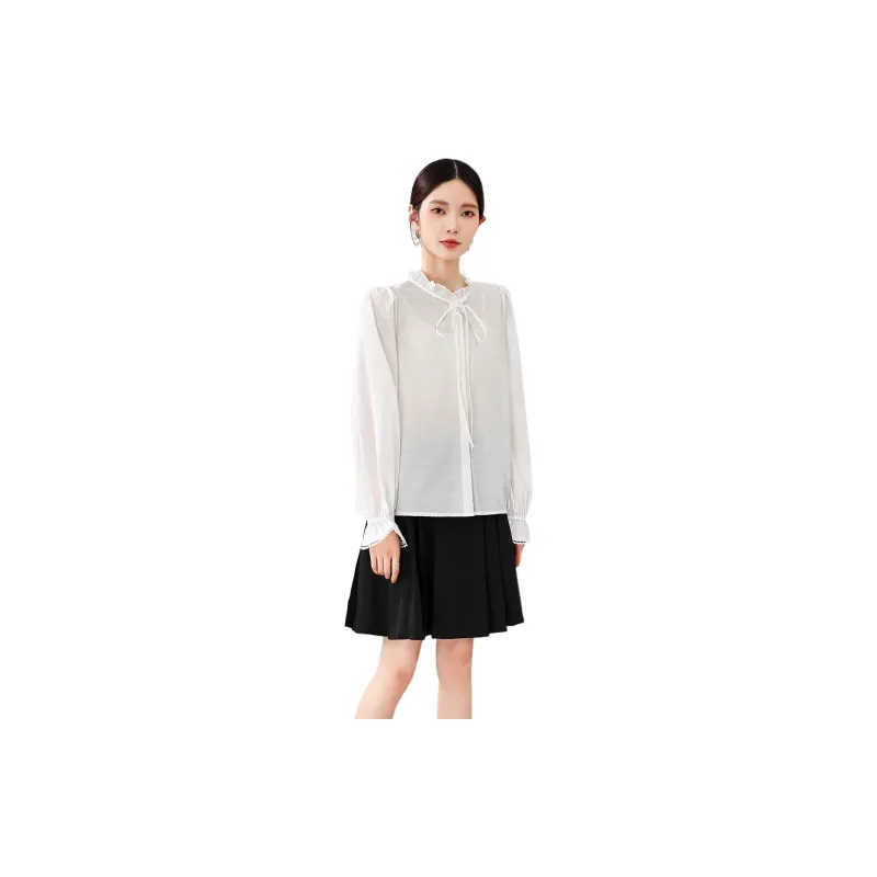 IVENI Skirt Set Women's White Top And Black Bottom-3