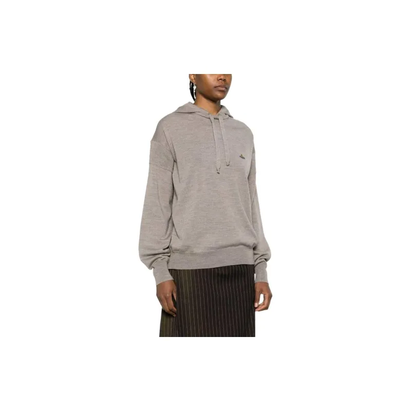 Vivienne Westwood Orb Embroidered Drawstring Knitted Hoodie-1