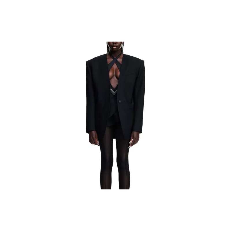 Mugler H&M Oversized Wool Blazer Black-2