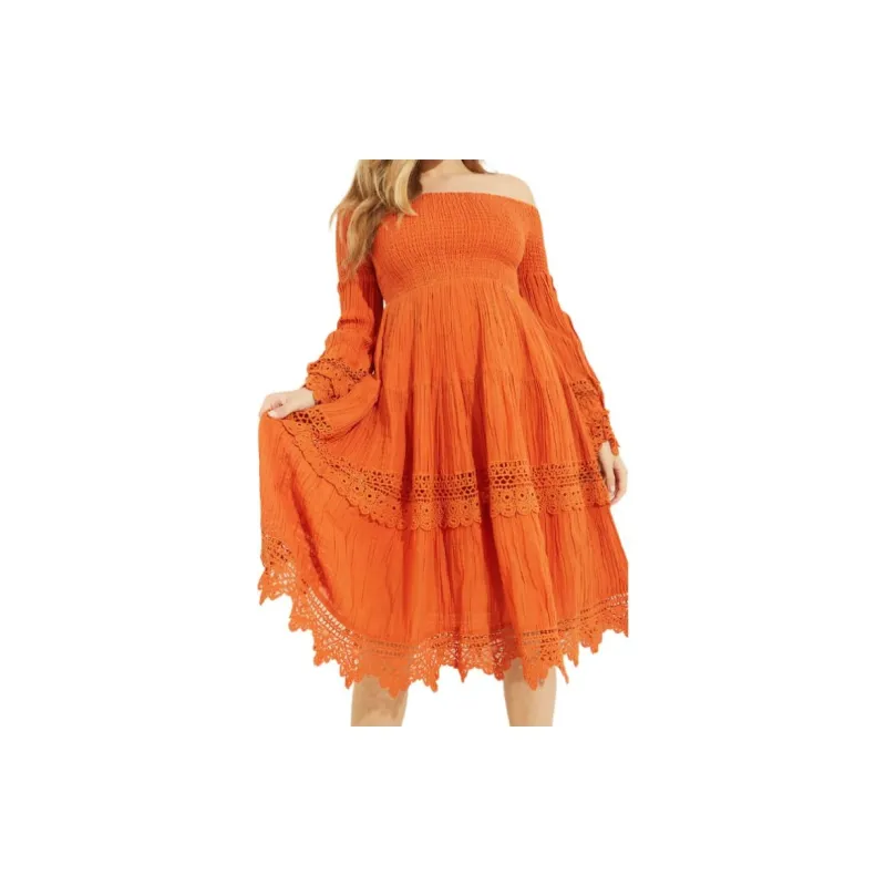 GUESS Amber Off-the-Shoulder Dress Long-Sleeved Dresses Women's Amber-3