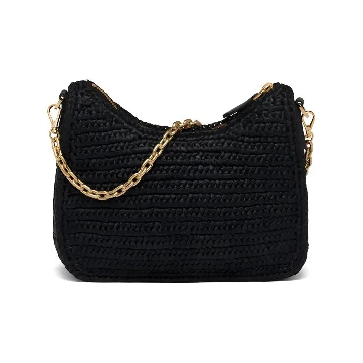 PRADA Re-Edition Wicker Handbag Shoulder Bag Crossbody Bag Mini Women's Black-2