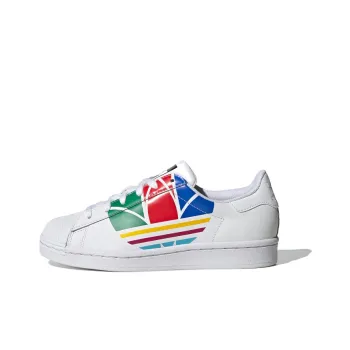 Adidas Originals Pure J Abrasion Resistant Slip Resistant Low Top Kids' Skateboarding Shoes White Multicolor Teenagers