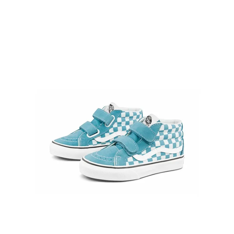 Vans Sk8-Mid Reissue V Kids 'Checkerboard - Enamel Blue Sharp Green'-1