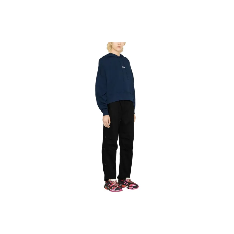 MSGM Logo print Cropped Hoodie-3