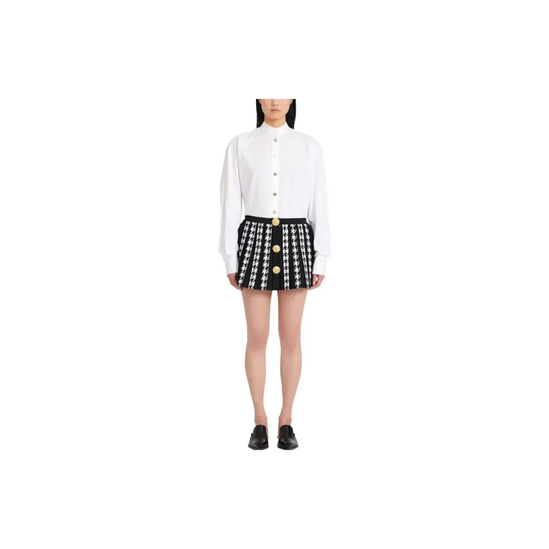 BALMAIN Houndstooth Pleated Knit Mini Skirt 'Noir/Blanc'-1