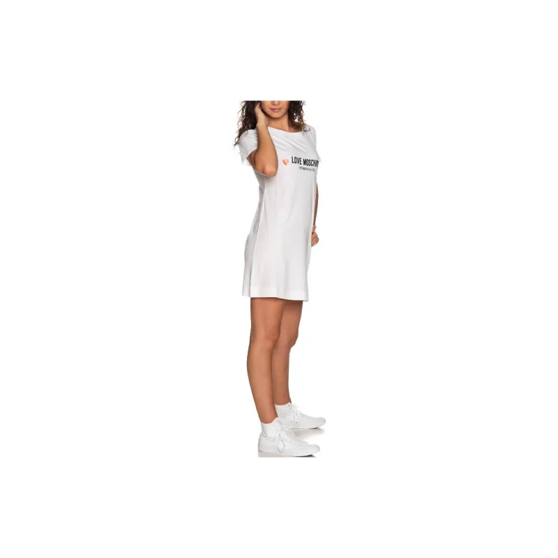 LOVE MOSCHINO Short Sleeved Dresses Women's White-3