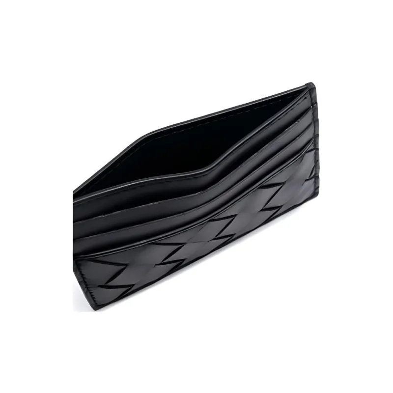 Bottega Veneta Leather Card Holder Wallet Men's Black-2