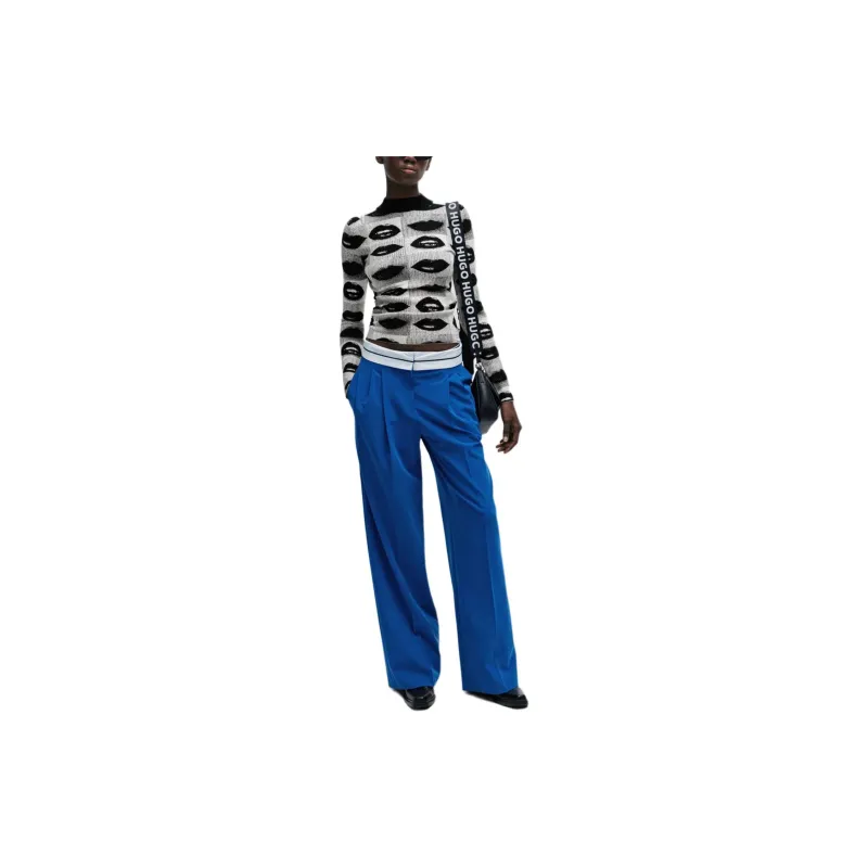 HUGO BOSS Mock-Neck Sweater With Lips Jacquard Sweater Women's Multicolor-1