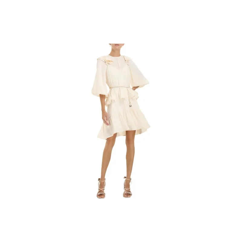 Zimmermann Long-Sleeved Dresses Women's Pearl White-1