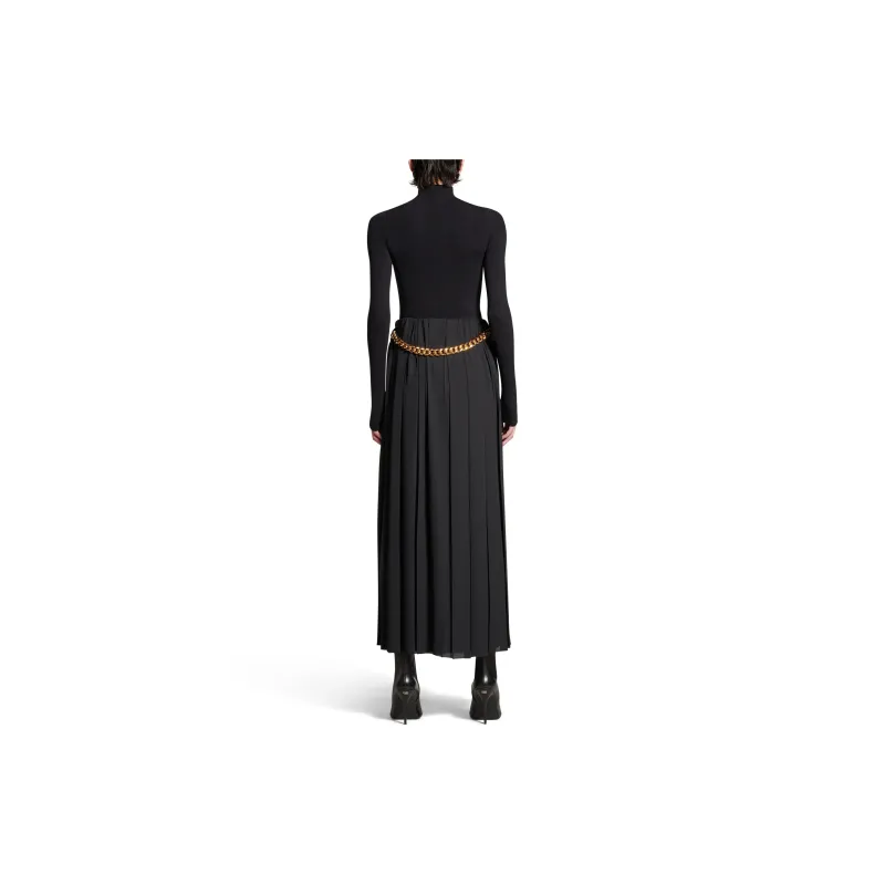 Balenciaga Chunky Chain Pleated Maxi Skirt-3
