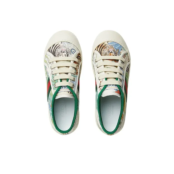 GUCCI Tennis 1977 Low-Top Kids' Training Shoes White Green Kids'-2