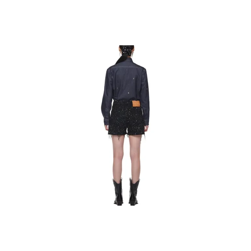 MCM Denim Shorts Women's Black-3