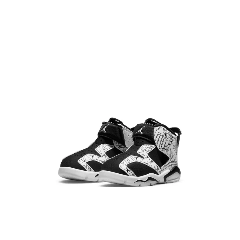 Jordan Air Jordan 6 Retro Little Flex SE High Top Toddler Shoes Black White Graffiti Infant And Toddler-2