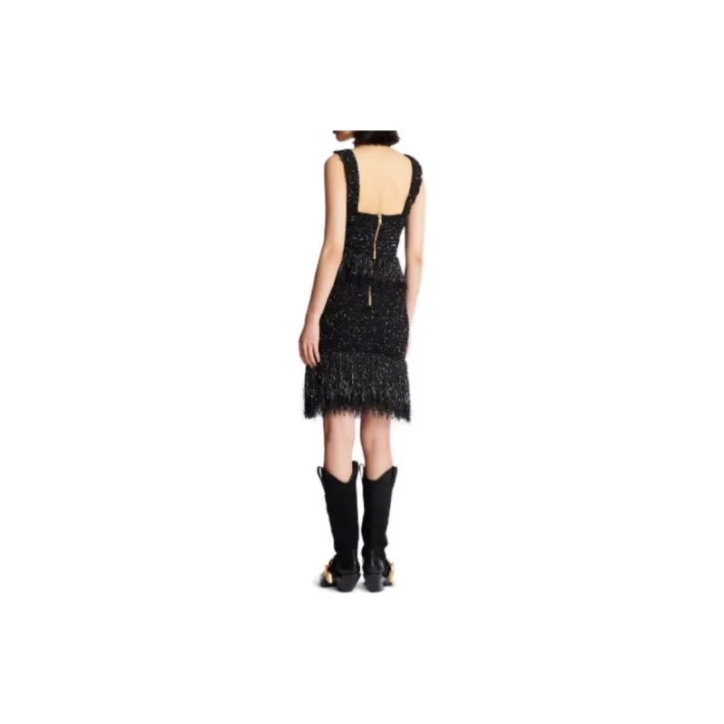 BALMAIN Lurex Tweed Strappy Top-4