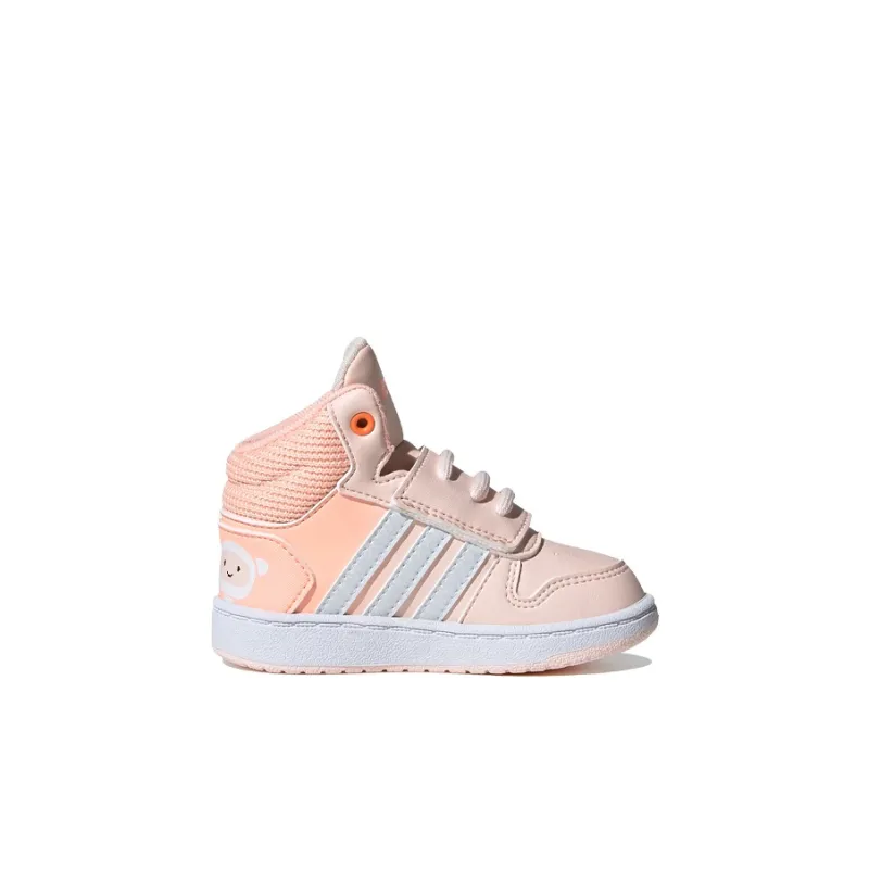 Adidas Neo Hoops 2.0 Mid I Slip-Resistant Mid-Top Toddler Shoes Pink White Infant And Toddler-1