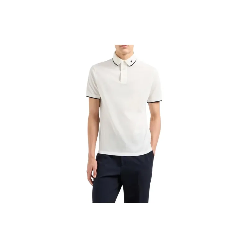 EMPORIO ARMANI Mercerised Piqué Polo Shirt With Micro Eagle Embroidery-1