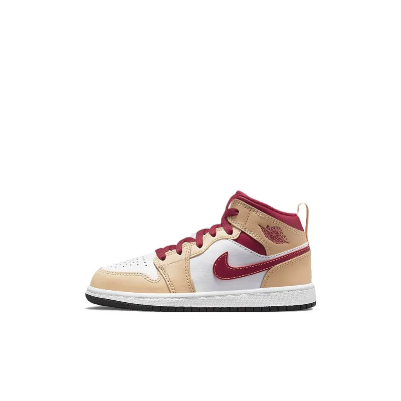 Jordan 1 Mid Light Curry Cardinal PS-0